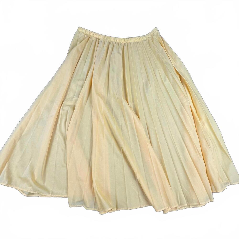 Vintage 80s Union Made Lemon Yellow Chiffon Skirt | M | Excellent Condition